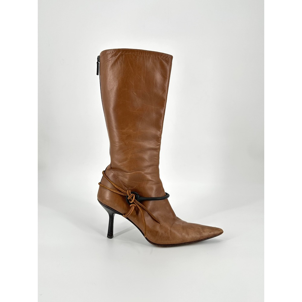 Vintage Gucci Tom Ford FW 1999 Horsebit Harness Brown Pointed Toe Boots 38.5 C